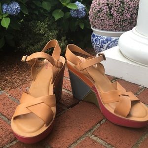 Kork Ease Strappy Peep-Toe Wedges